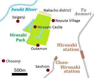 Map of Hirosaki