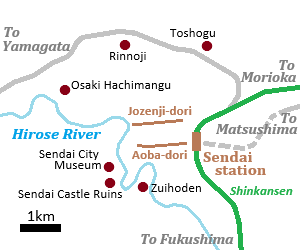 Map of Sendai city