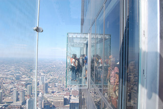 シカゴ、ウィリス・タワー103階の透明なスカイデッキ