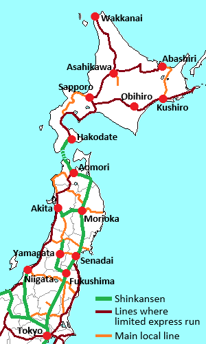 JR network in northern Japan