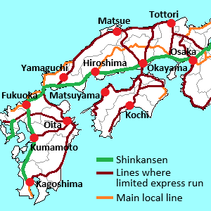 JR network in western Japan