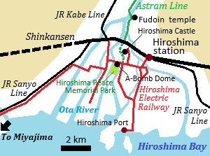 Railway map of Hiroshima city
