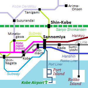 Railway map of Kobe city