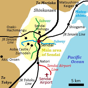 Railway map of Sendai city