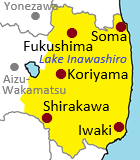 Map of central and eastern area in Fukushima Prefecture