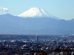 Mount Fuji from an observatory in Tokyo