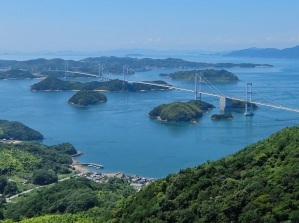 Shimanami Kaido connecting Honshu and Shikoku in Seto Inland Sea