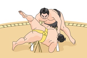Win by touching the opponent's body to the ground