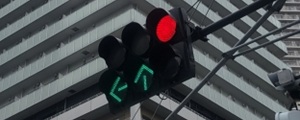 Traffic light at a big intersection