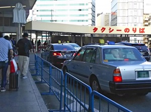 Taxi stand in front of a station