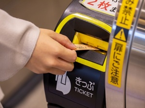 Insert your ticket into the ticket checker