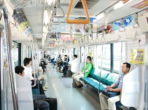 Seats in a commuter train